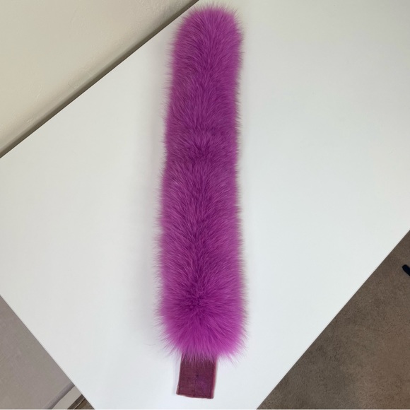 Vintage Genuine Dyed Fox Fur Velcro Scarf Headband Collar - Picture 10 of 12